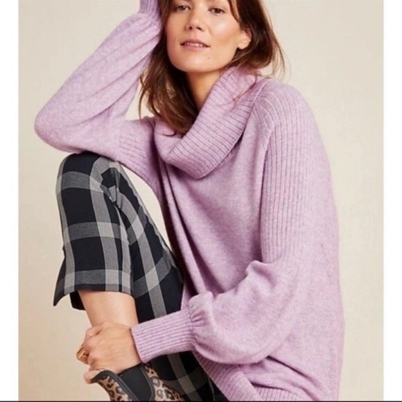 Anthropologie Sweaters - Anthropologie Lavender Cowl Balloon Sleeve Sweater